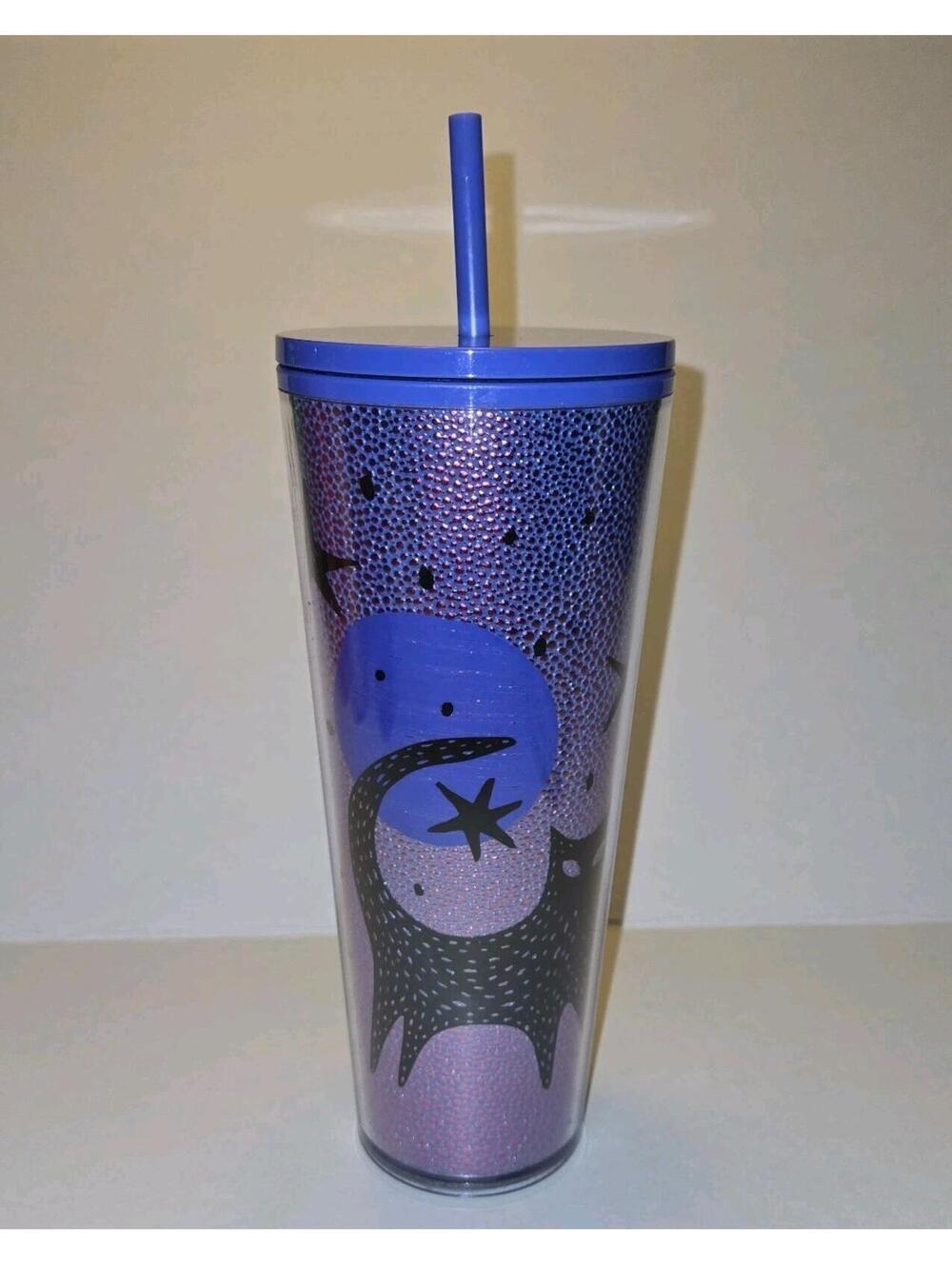 Starbucks 2020 Halloween Black Cat Moon Stars Purple 24oz Venti Tumbler NWT